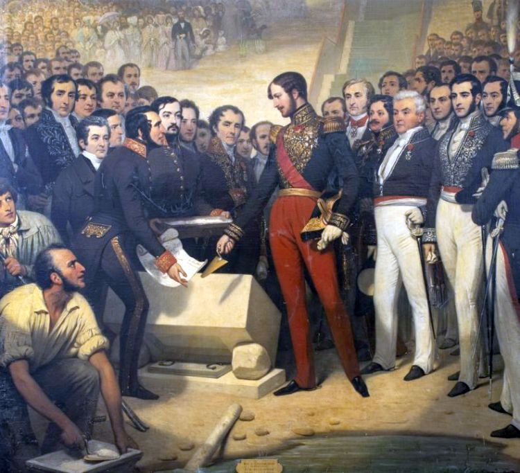 Duc Orml&eacute;ans pose pierre pont canal Agen par Joseph D&eacute;sir&eacute; Court