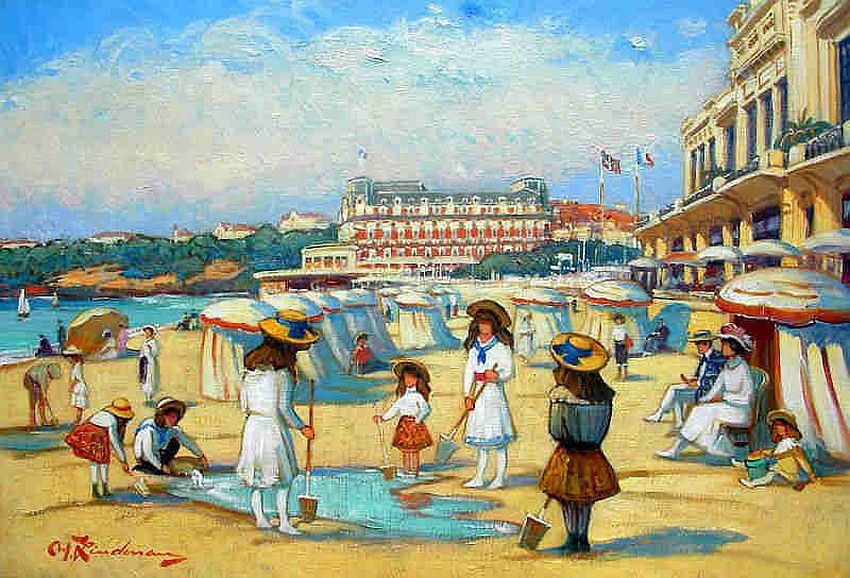 Biarritz, la plage, le casino et l'hotel du palais par Martin Lindenau