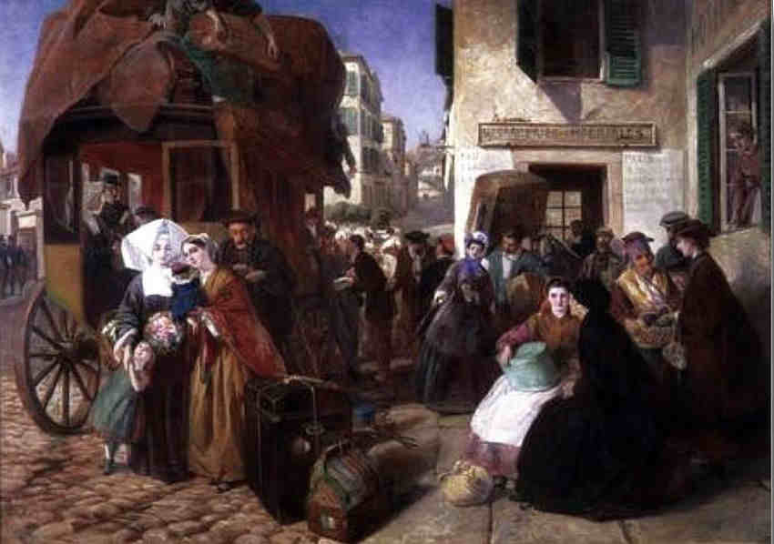 Le d&eacute;part de la  diligence pour Biarritz  par Abraham Solomon