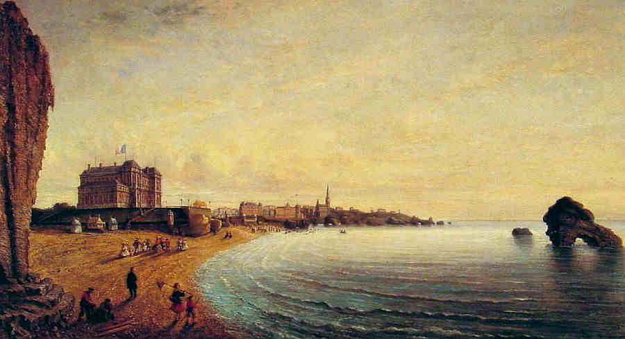 grande plage  Biarritz et palais Eug&eacute;nie par Louis Moullin