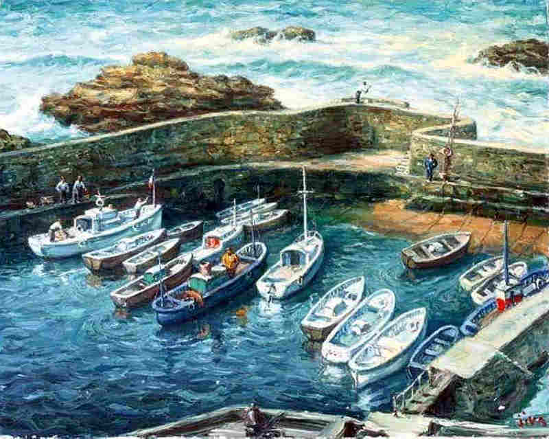 Le port de Biarritz par Jivanovitch   dit Jiva