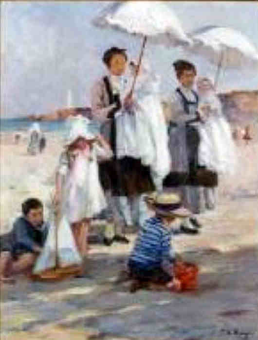 Sc&egrave;ne de  plage &agrave; Biarritz pae Paul Michel Dupuy