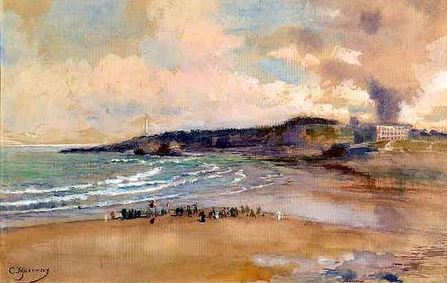 La  plage &agrave;  Biarritz par konstantin makovsky 