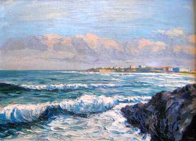 Biarritz, le phare, l'h&ocirc;tel du palais par Jivanovitch  dit Jiva