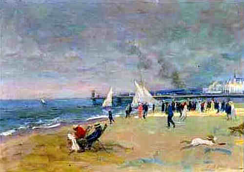 La plage  &agrave; Arcachon par Elie Anatole Pavil