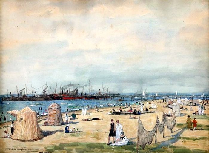 La plage  &agrave; Arcachon par Elie Anatole Pavil