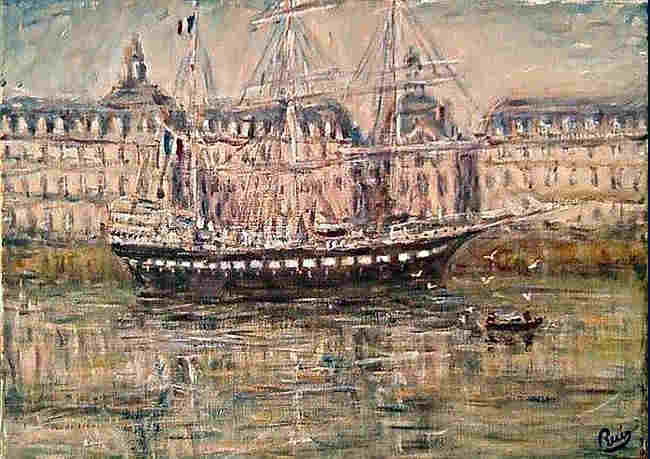 Le B&eacute;lem &agrave; quai dans le port de Bordeaux par Jacques Ruiz