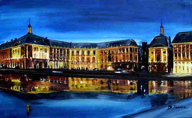 Le soir, place de la Bourse par Daniel Serrec