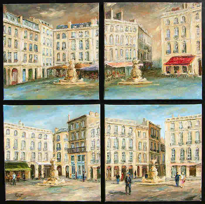 uatuor par Oliver probst : les 4 coins de la place du Parlement &agrave; Bordeaux
