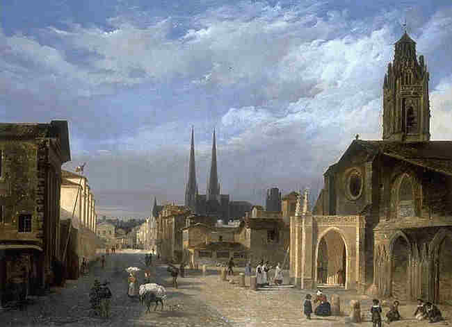 Vue de l'&eacute;glise Ste-Eulalie &agrave; Bordeaux par Jean-Paul Alaux