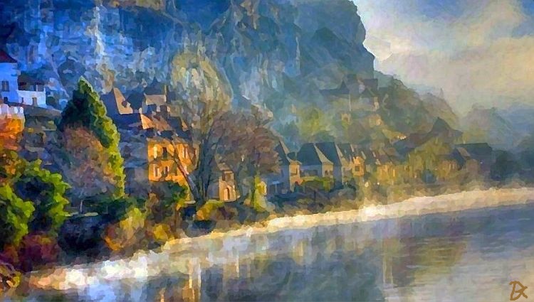 La Roque Gageac dans la brume par Dan Kopel