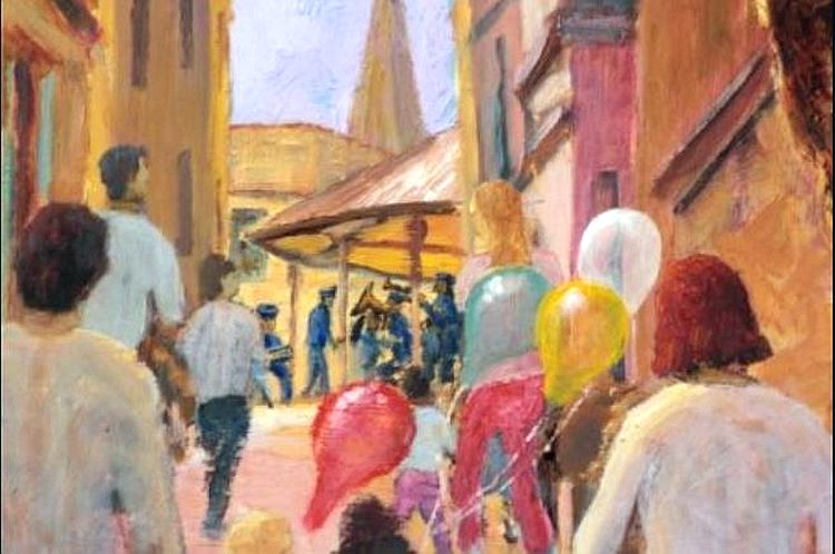 Bourg sur Gironde street scene by Gordon Frickers