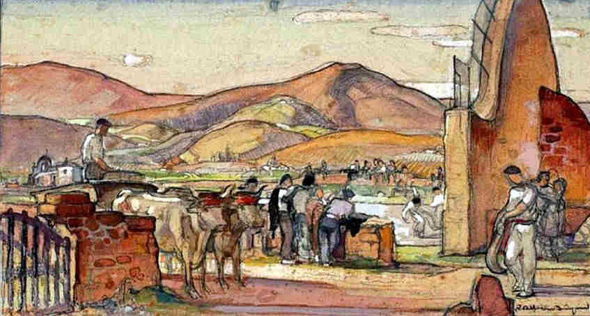 Paysage compos&eacute; du Pays Basque par Pierre Albert Begaud