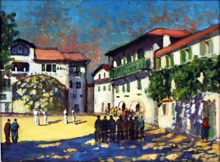 Place et fronton &agrave; Ascain