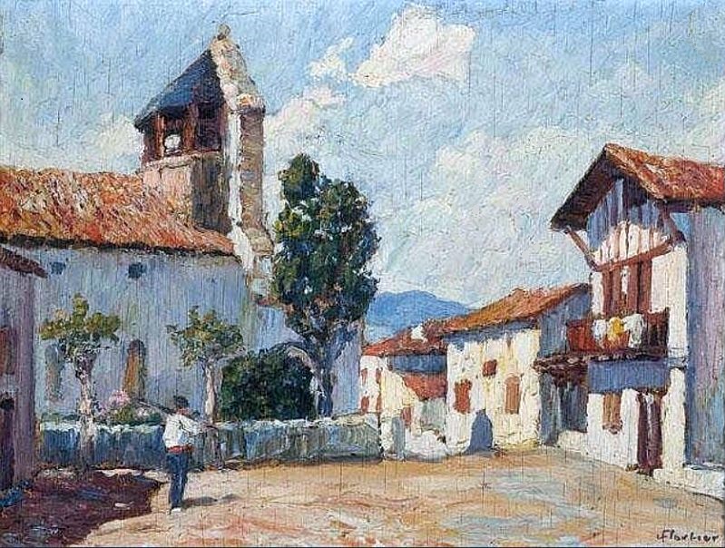 Place de l'&eacute;glise &agrave; Bidart par Louis Floutier