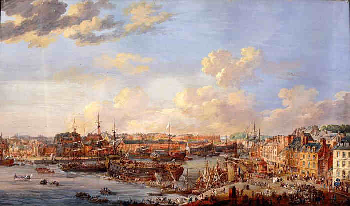  Port de Brest, vue prise de la mature  par Louis Nicolas Van Blarenberghe