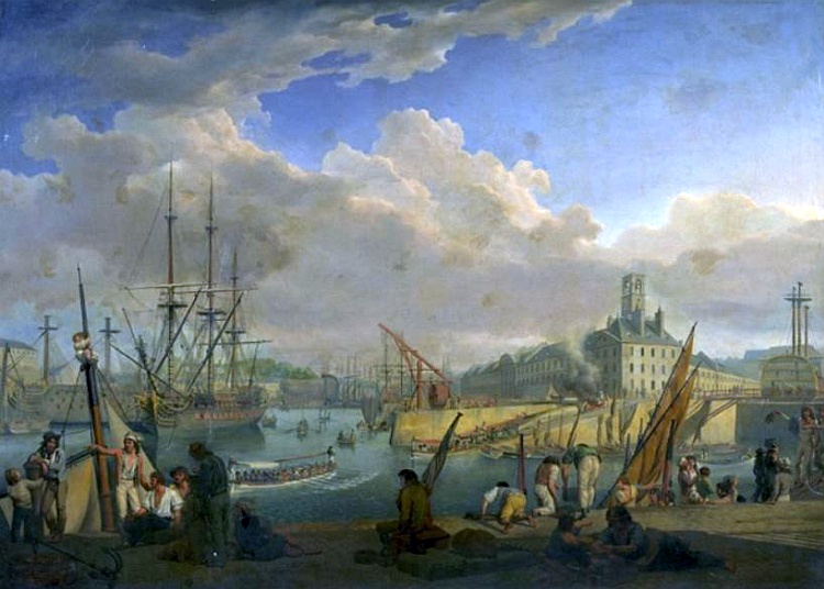 Vue  anim&eacute;e du Port de Brest par Louis Philippe Cr&eacute;pin 