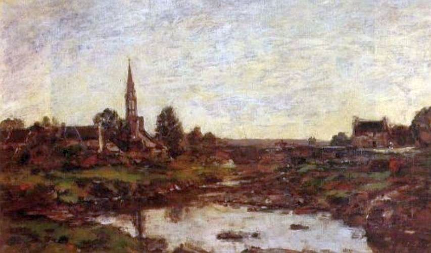 Village breton par Eug&egrave;ne Boudin