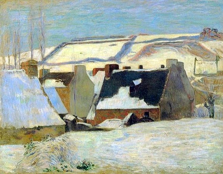 Village breton sous la neige par Paul Gauguin