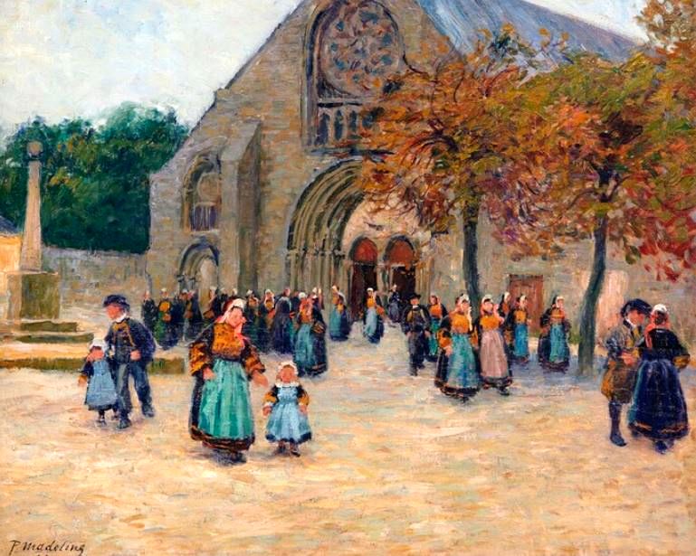 Sortie de messe  Pont-l'Abb&eacute; par   Paul Madeline