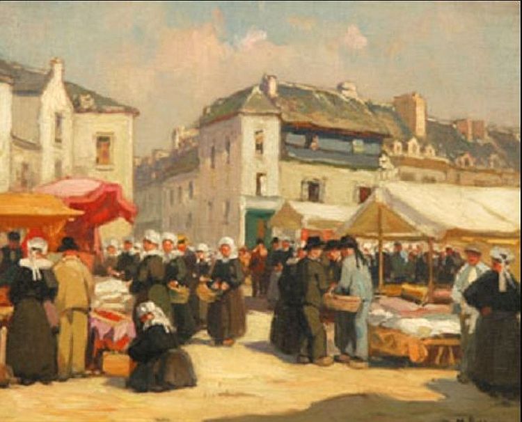 March&eacute; aux &eacute;toffes &agrave; Quimperl&eacute; par  Henri Alphonse Barnoin