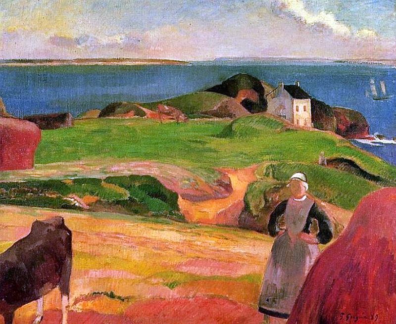 La maison isol&eacute;e au Pouldu par Paul Gauguin