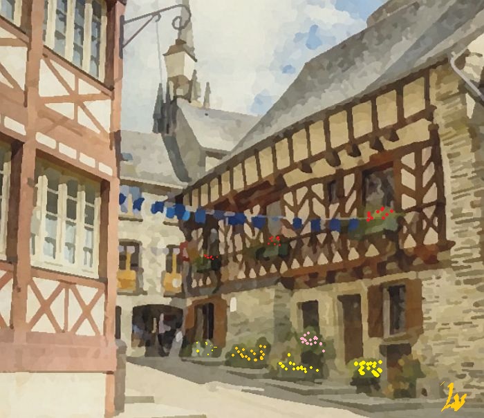 Maisons colombages &agrave; Josselin par Laura Voolu