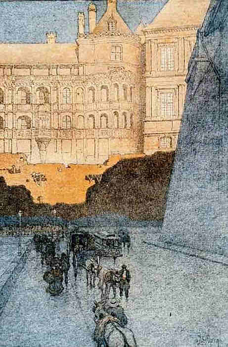 Jules Gu&eacute;rin chateau de Blois  vu d'une rue de Blois