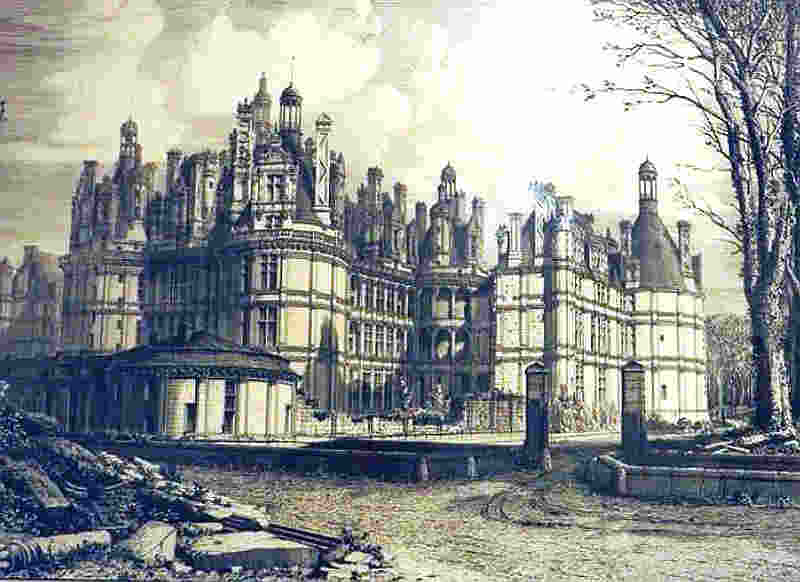 Château de Chambord, litho XIXe