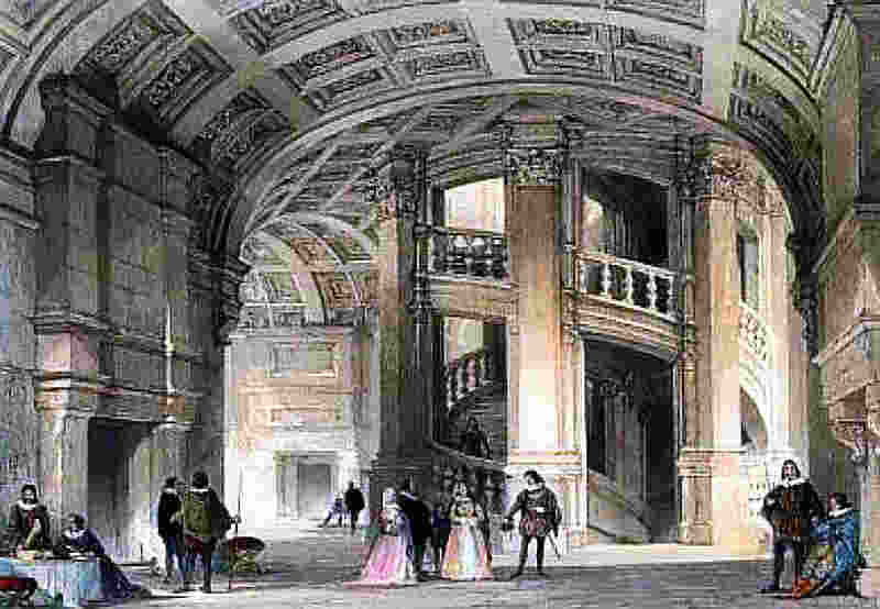L'escalier à double révolution de Chambord, litho 1845