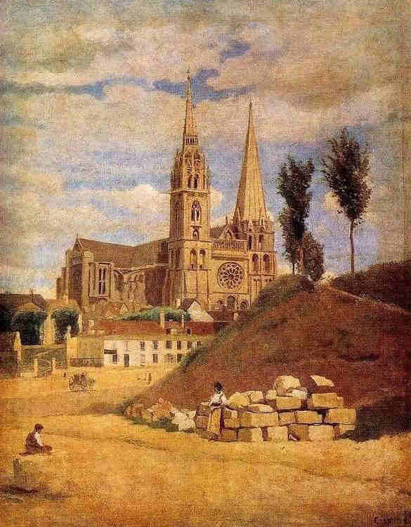 La cath&eacute;drale de Chartres par Corot