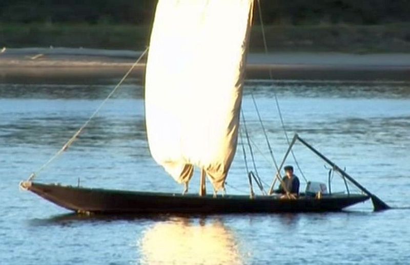 Barque &agrave; fond plat sur la Loire