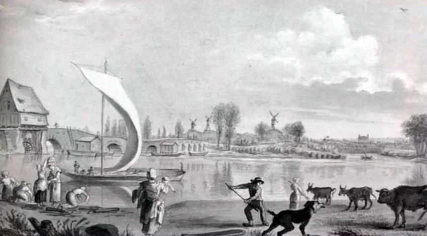 Sc&egrave;ne de la Loire, litho XIXe  si&egrave;cle
