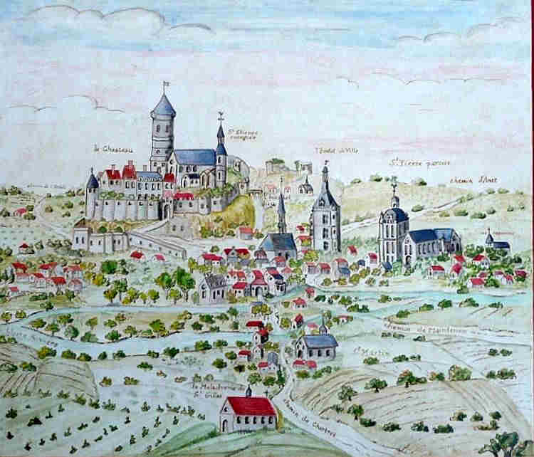 Ville et ch&acirc;teau de Dreux en  1696