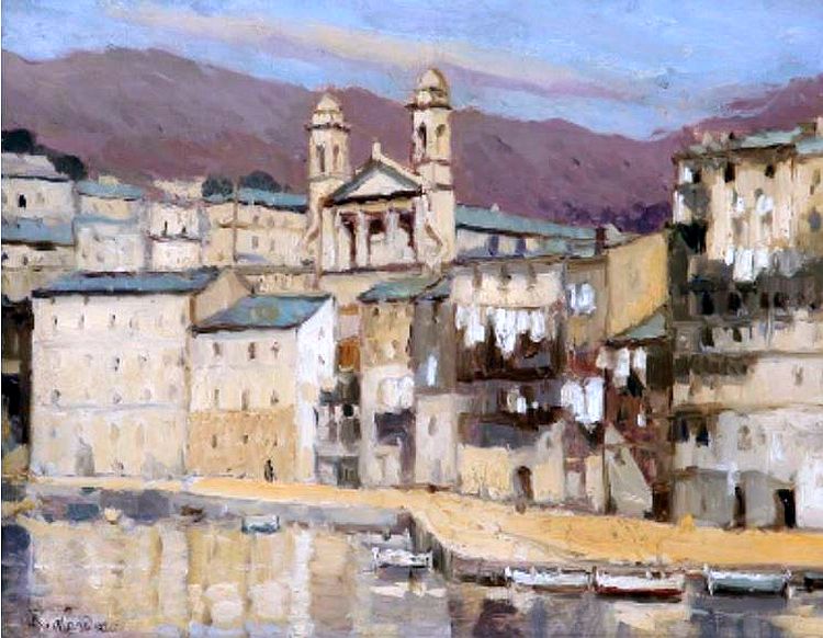 Bastia, le vieux port et l'&eacute;glise par R&eacute;my Landeau