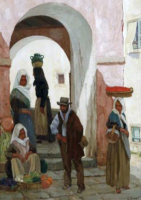 Corses dans une rue de Bastia par Georges Albert Belnet