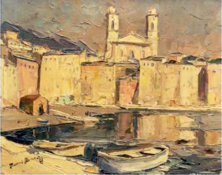 Port de Bastia et cath&eacute;drale par Pierre Bach
