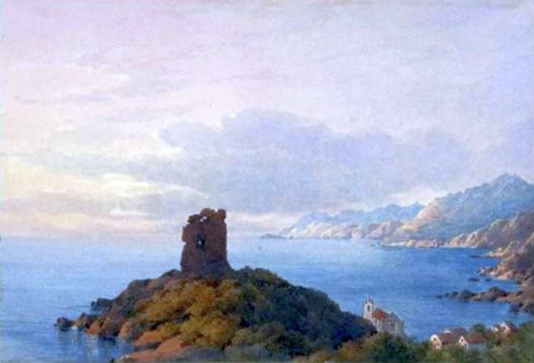 Vue de la Tour de la Marine &agrave; Pino par  Cap Corse Charles van de Velde