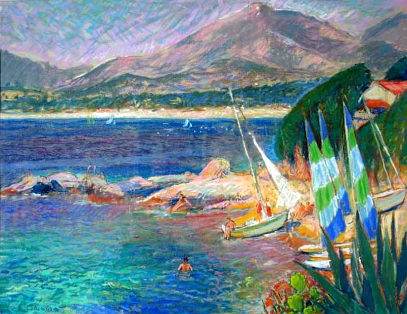 Porticcio, voiliers sur la plage  par Bernard Marie Collet