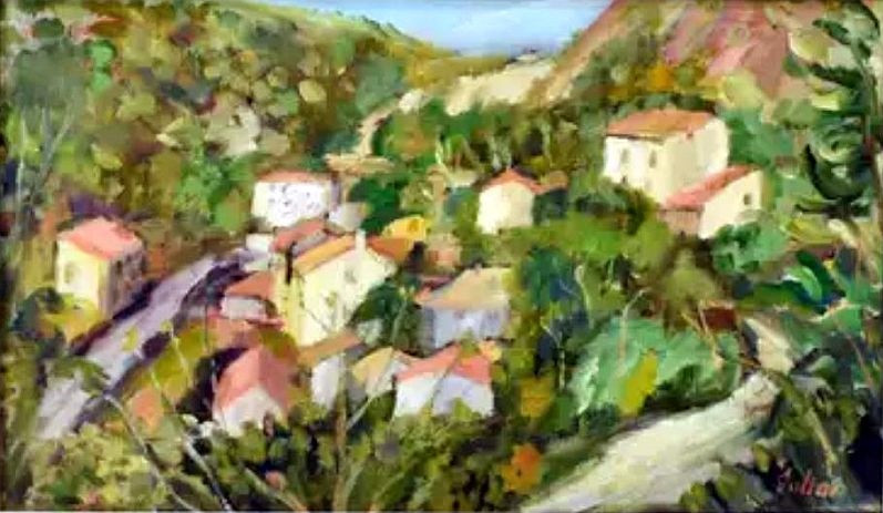 Lastours from the hill by Julian Petrie