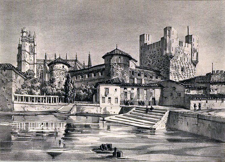 Narbonne int&eacute;rieur des remparts gravure
