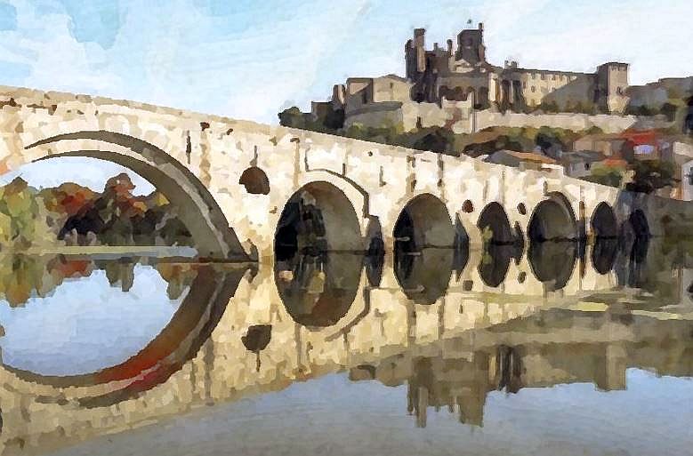 Cath&eacute;drale St-Nazaire de B&eacute;ziers et pont via Domitia &agrave; B&eacute;ziers  par Dan Kopel