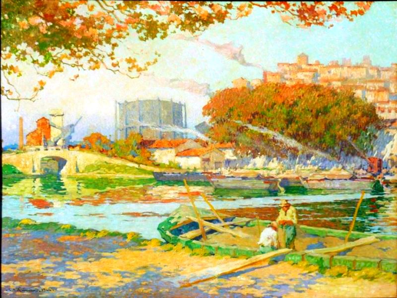Sc&egrave;ne au bord de l'Orb, &agrave; B&eacute;ziers par Raoul Guiraud
