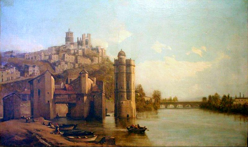 Ville de B&eacute;ziers et  moulins par Charles Labor