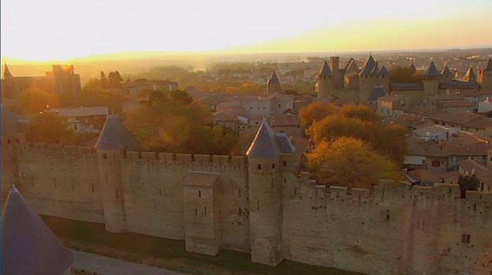coucher de soleil sur Carcassonne