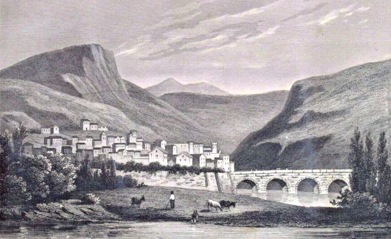 Vue d'Anduze gravure 19e