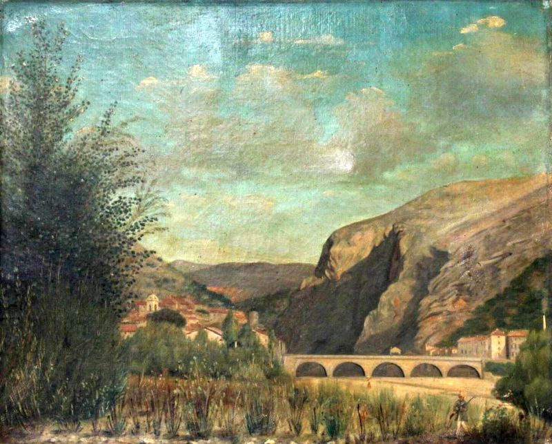 Vue d'Anduze par Paul Fr&eacute;d&eacute;ric Coulon