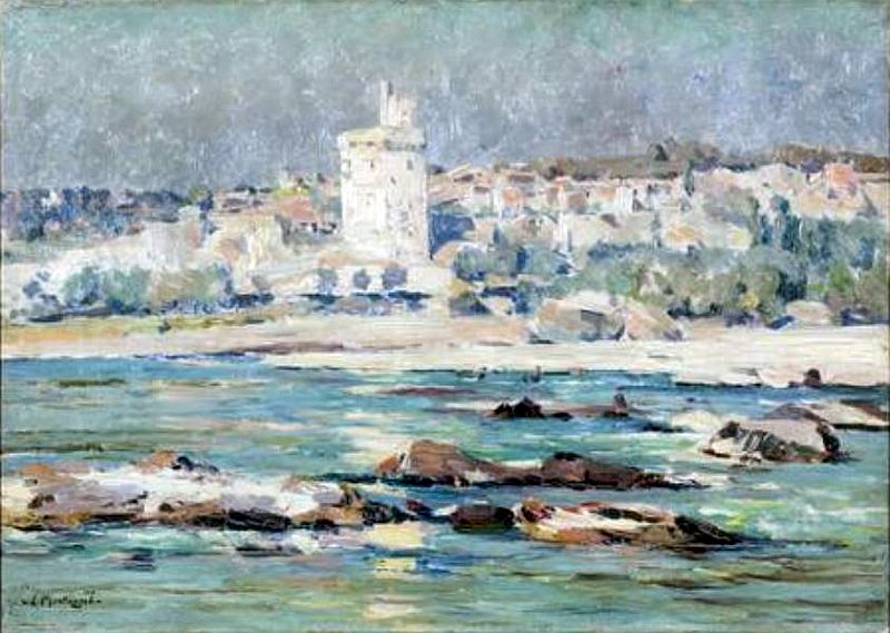 Vue tour Philippe le Bel &agrave; Villeneuve les Avignon par  Louis Agricol Montagn&eacute;