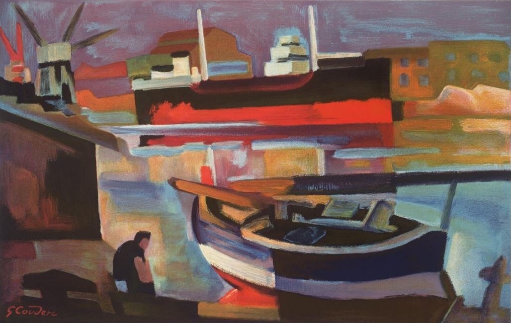 Cargo dans le port de S&egrave;te par Gabriel Emile Couderc