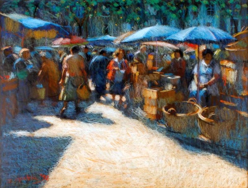 Perpignan market scene by John Mackie